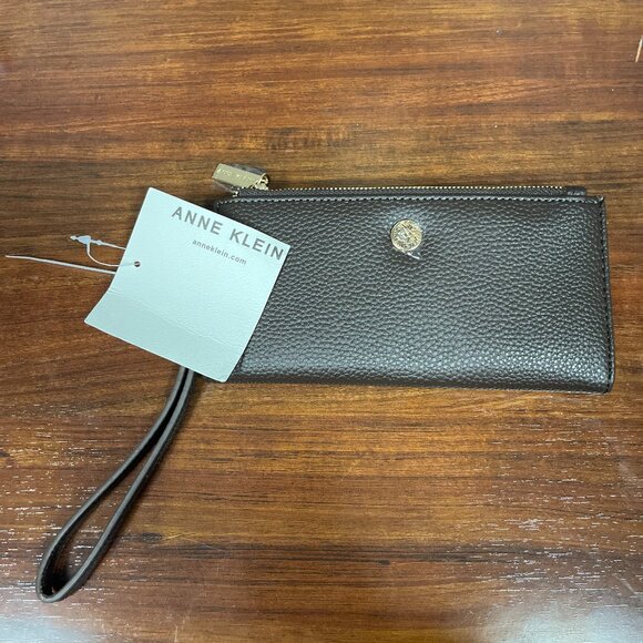 Anne Klein Slim Zip Wallet Espresso - Picture 1 of 3
